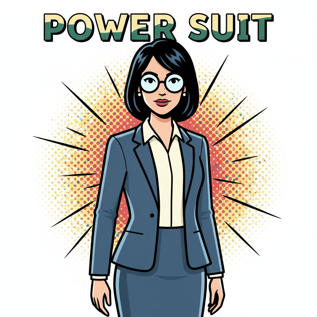 Cartoon business woman in power suit with pop-art style