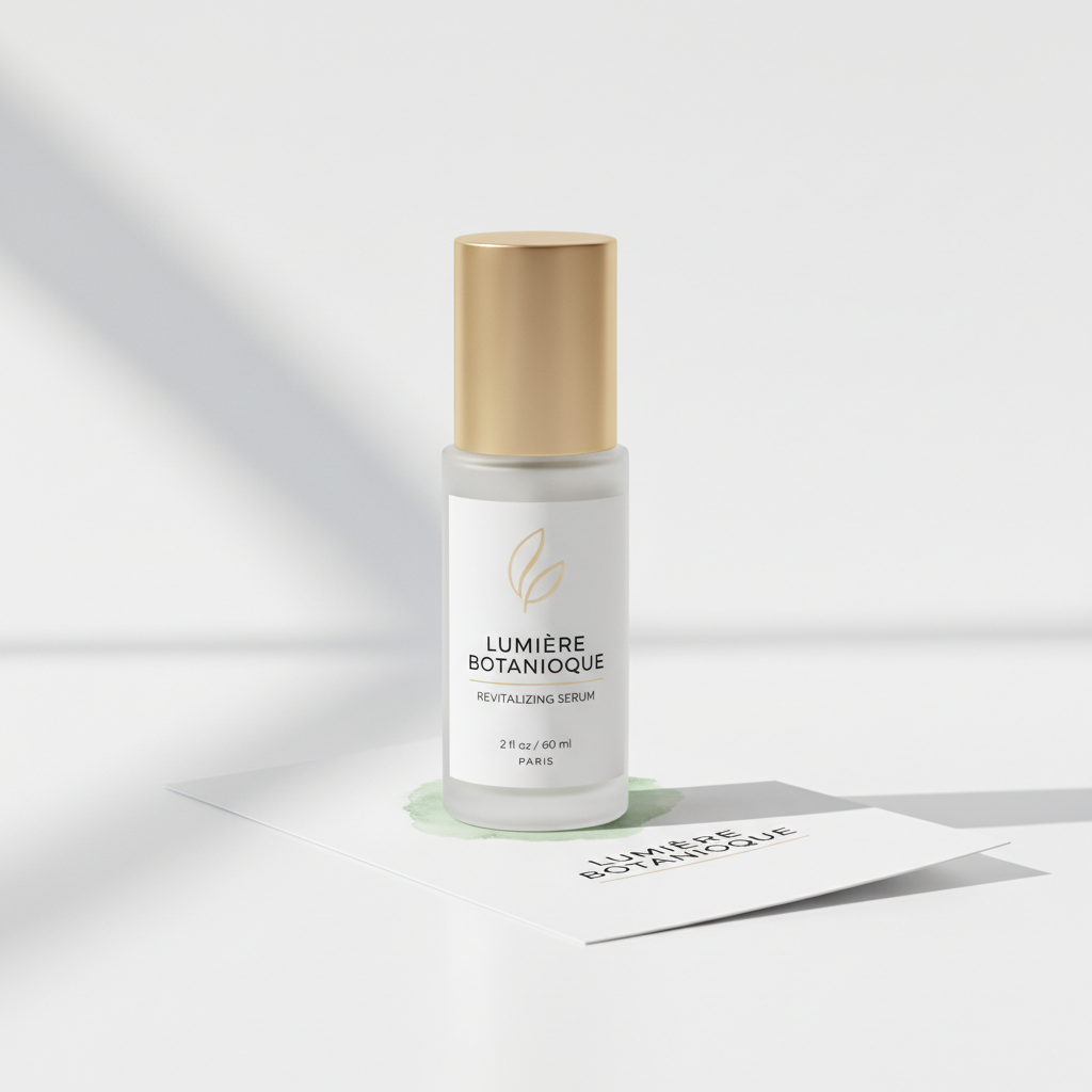 Minimal cosmetic serum product mockup on white background